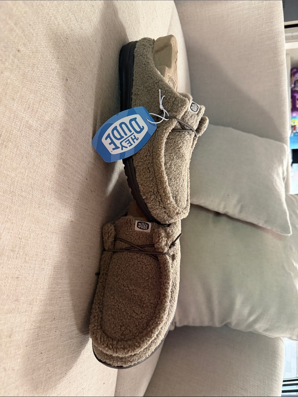 Hey Dude Men's Tan Sherpa Moccasin Slip-Ons